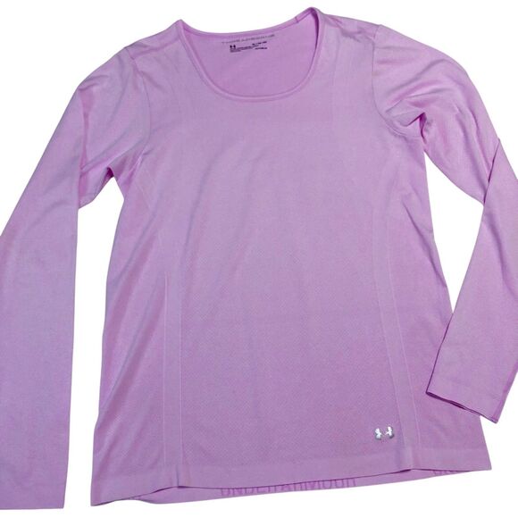 Under Armour Threadborne Shirt Women XL Pink Long Sleeve Fitted Lightweight Gym - Picture 1 of 10